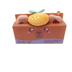 NEW The Crème Shop Capybara 3D Teddy Headyband Plush Spa Headband Brown Orange